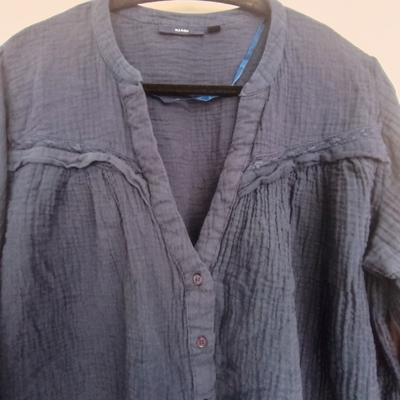 KIABI Navy Blue Cotton Gauze Oversized Button Down Blouse - XXL - Picture 5 of 7